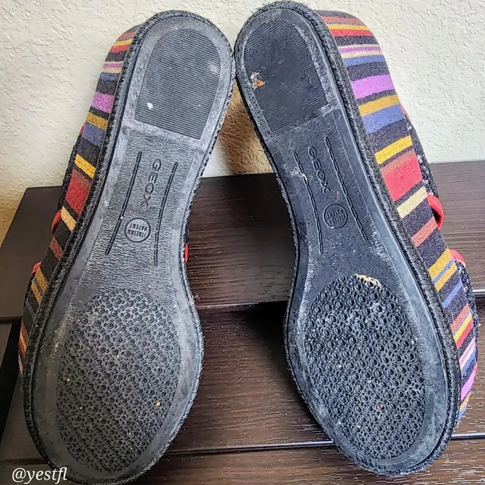 Women's Geox Sandals Size 38 Red/Black rainbow